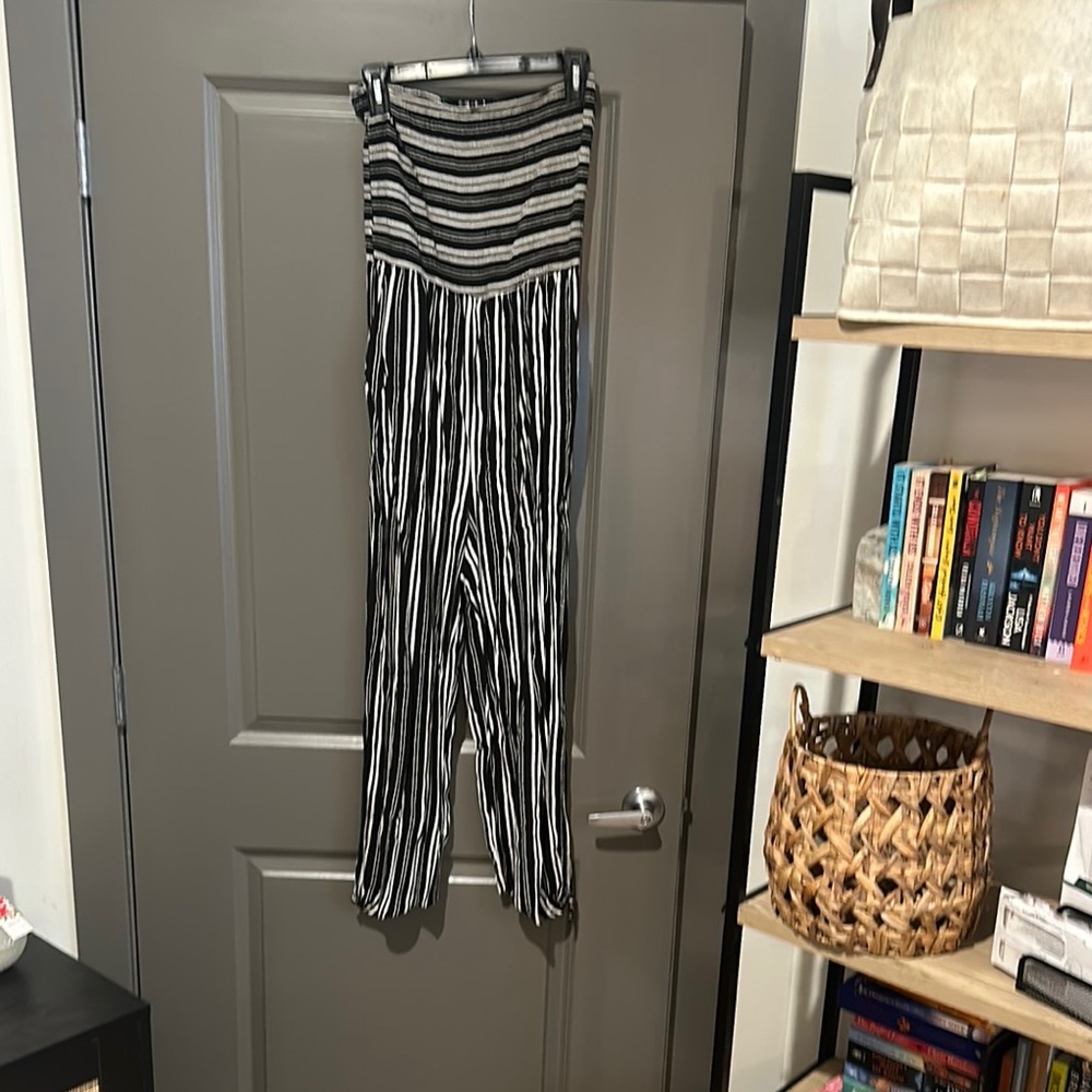 Black and White Striped Jumpsuit